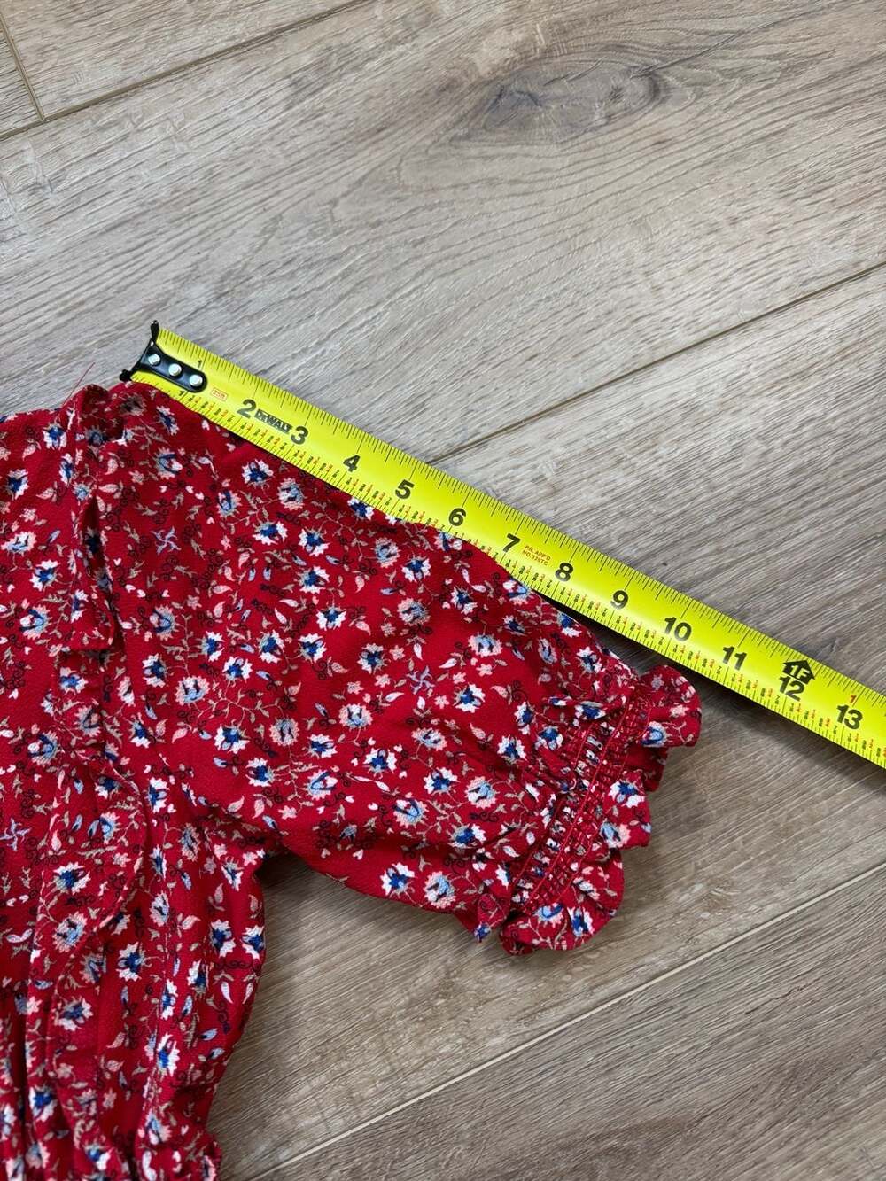Max Studio Red Floral Tiered Maxi Dress Smocked Waist Boho Cottagecore S - Picture 5 of 14